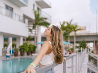 woman by the pool