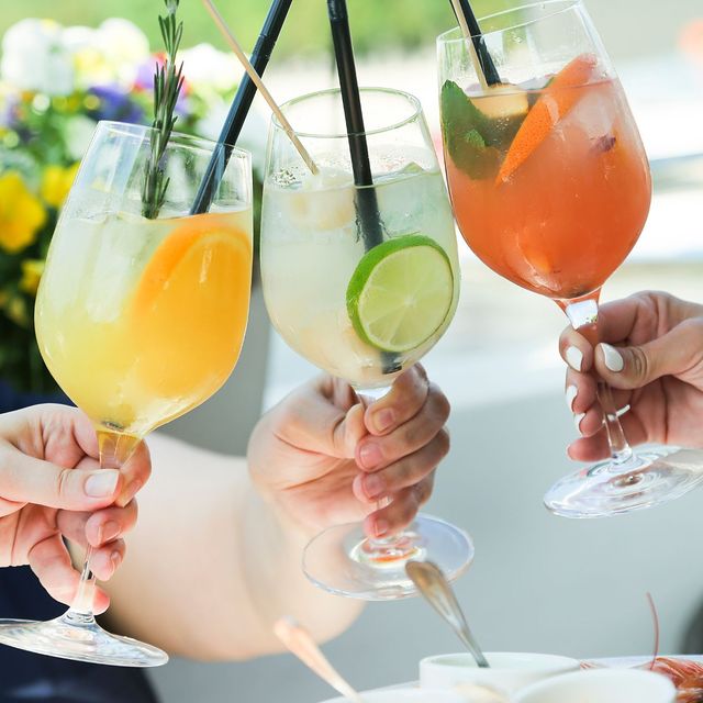 Drinks clinking for a cheers